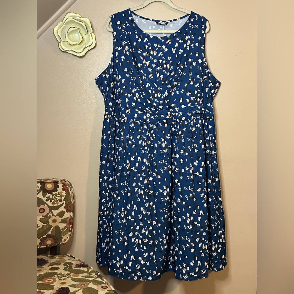 Blue Floral Midi Dress